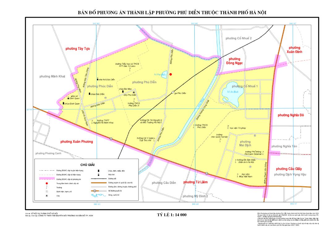Bản đồ hành chính phường Phú Diễn (thành phố Hà Nội).